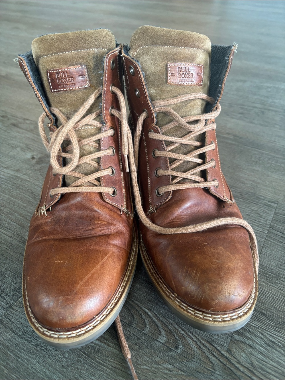 Bull Boxer Men's Tan Leather Lace-Up Boots